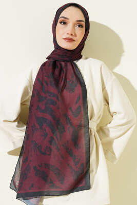 Zebra Desen Şal Siyah Bordo - Başörtüsü