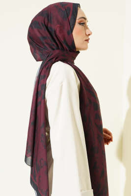Zebra Desen Şal Siyah Bordo - Başörtüsü