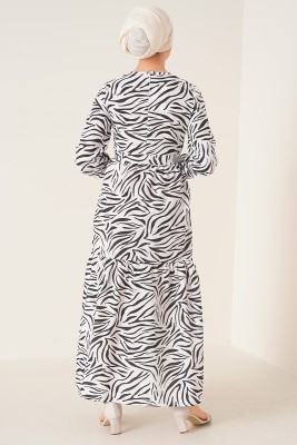Zebra Desen Serisi Siyah Elbise - Thumbnail