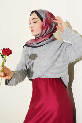 Zebra Desen Triko Kazak Gri - RAFİMİX