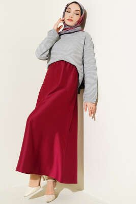 Zebra Desen Triko Kazak Gri - Triko Kazak