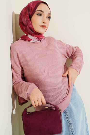 Zebra Desen Triko Kazak Gül Kurusu - Yılın Fırsatı