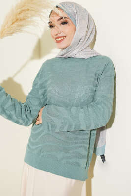 Zebra Desen Triko Kazak Mint - RAFİMİX