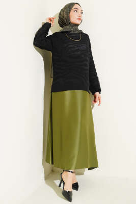 Zebra Desen Triko Kazak Siyah - Triko Kazak