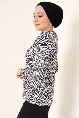 Zebra Desenli Badi Siyah Beyaz - Tunik