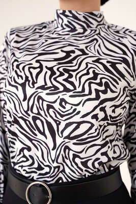 Zebra Desenli Badi Siyah Beyaz - Tunik