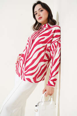 Zebra Desenli Gömlek Bordo - 300-500 TL Ürünler