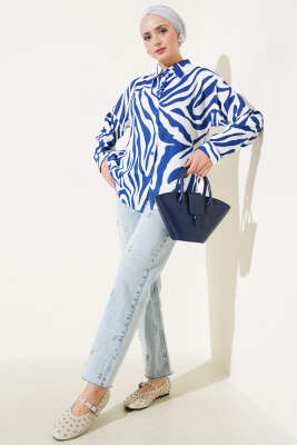 Zebra Desenli Gömlek Lacivert - 300-500 TL Ürünler
