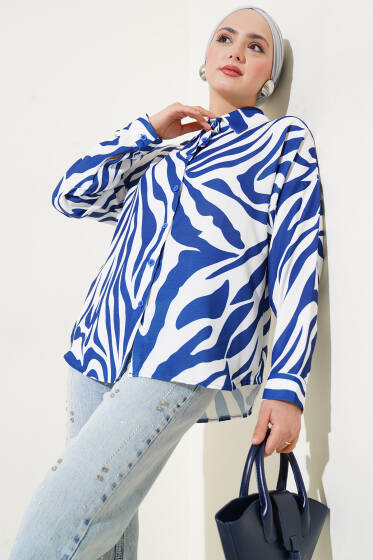 Zebra Desenli Gömlek Lacivert - Gömlek