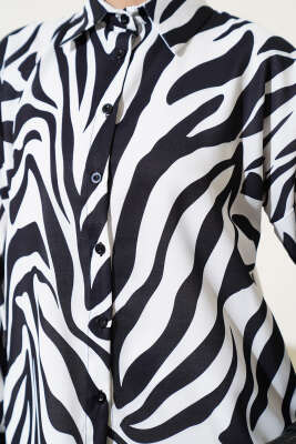 Zebra Desenli Gömlek Siyah - 300-500 TL Ürünler