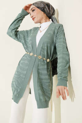 Zebra Desenli Triko Hırka Çağla Yeşili - RAFİMİX