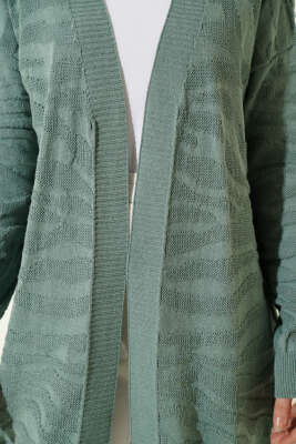 Zebra Desenli Triko Hırka Çağla Yeşili - Hırka