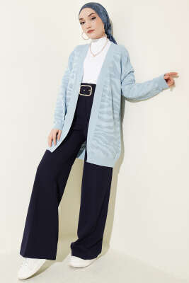 Zebra Desenli Triko Hırka Mavi - Hırka