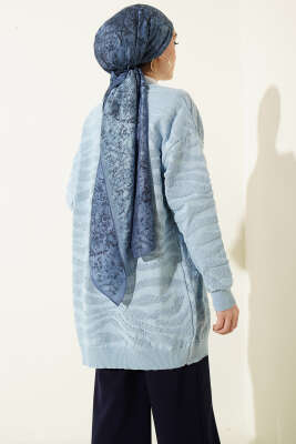 Zebra Desenli Triko Hırka Mavi - Hırka