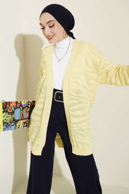 Zebra Desenli Triko Hırka Sarı - RAFİMİX