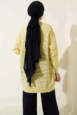 Zebra Desenli Triko Hırka Sarı - Hırka