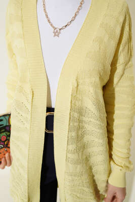 Zebra Desenli Triko Hırka Sarı - Hırka