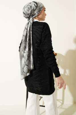 Zebra Desenli Triko Hırka Siyah - Hırka