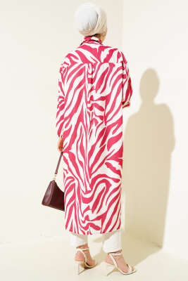 Zebra Desenli Uzun Gömlek Bordo - 300-500 TL Ürünler