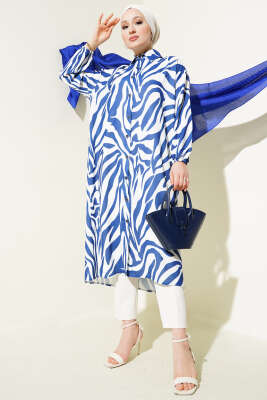 Zebra Desenli Uzun Gömlek Lacivert - 300-500 TL Ürünler