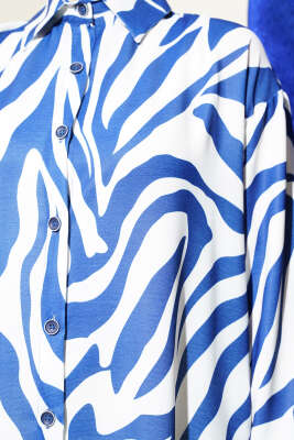 Zebra Desenli Uzun Gömlek Lacivert - 300-500 TL Ürünler