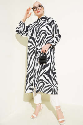 Zebra Desenli Uzun Gömlek Siyah - 300-500 TL Ürünler