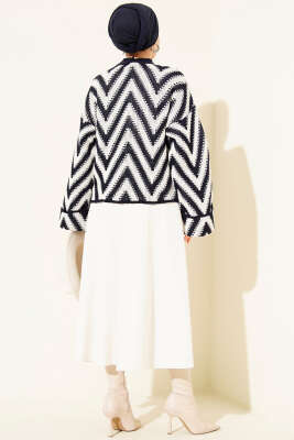 Zigzag Desen Triko Kazak Lacivert - 300-500 TL Ürünler