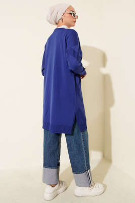 Zigzag Desenli Düğmeli Merserize Hırka Saks - Yılın Fırsatı