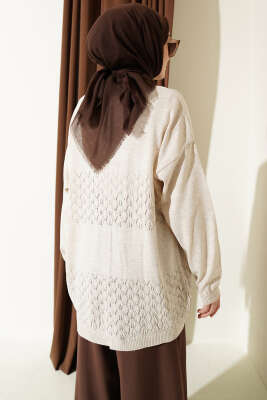 Zigzag Desenli Triko Basic Hırka Taş - Yılın Fırsatı