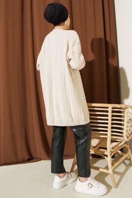 Zigzag Örgü Triko Tunik Bej - Tunik