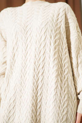 Zigzag Örgü Triko Tunik Bej - Tunik