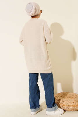 Zigzag Örgü Triko Tunik Bej - Tunik