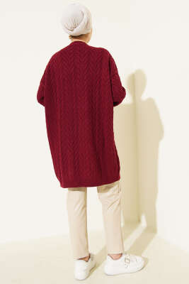 Zigzag Örgü Triko Tunik Bordo - Tunik