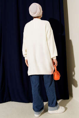 Zigzag Örgü Triko Tunik Ekru - Tunik