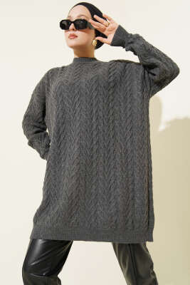 Zigzag Örgü Triko Tunik Füme - Tunik