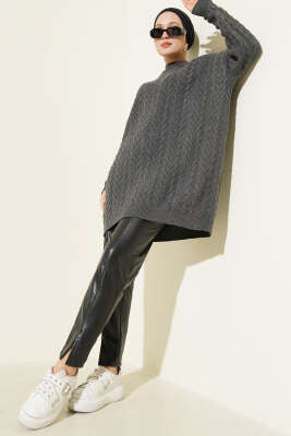 Zigzag Örgü Triko Tunik Füme - Tunik