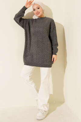 Zigzag Örgü Triko Tunik Füme - Tunik