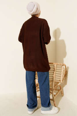 Zigzag Örgü Triko Tunik Kahve - Tunik