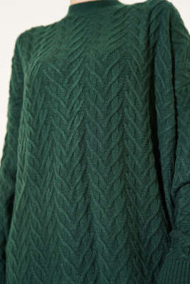 Zigzag Örgü Triko Tunik Zümrüt - Tunik