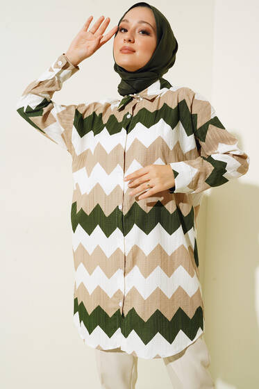 Zikzak Desen Oversize Gömlek Benetton - Gömlek