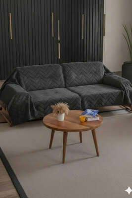 Zikzak Desenli Koltuk Örtüsü Antrasit 