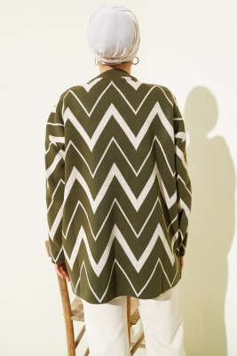 Zikzak Desenli Triko Tunik Haki - Yılın Fırsatı