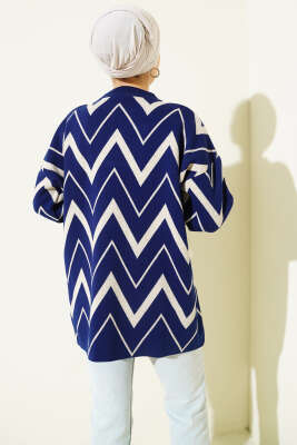 Zikzak Desenli Triko Tunik Lacivert - Tunik