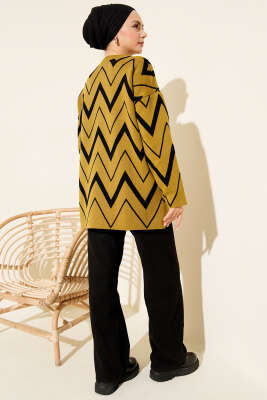 Zikzak Desenli Triko Tunik Yağ Yeşili - Yılın Fırsatı