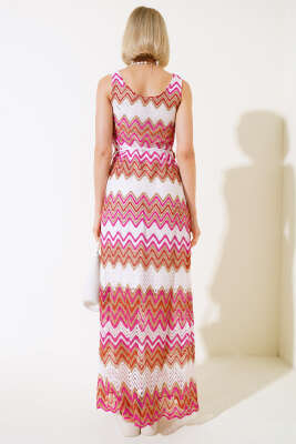 Zikzak Örme Elbise Fuşya - Kadın Giyim Modelleri