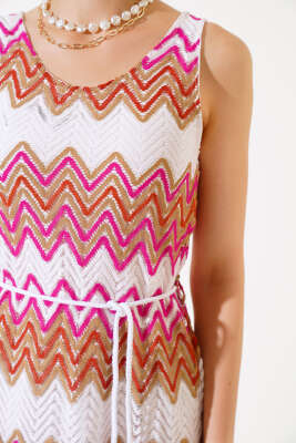 Zikzak Örme Elbise Fuşya - Kadın Giyim Modelleri