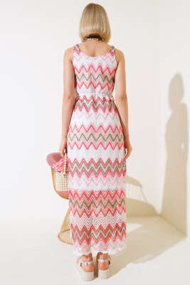 Zikzak Örme Elbise Nar Çiçeği - Kadın Giyim Modelleri