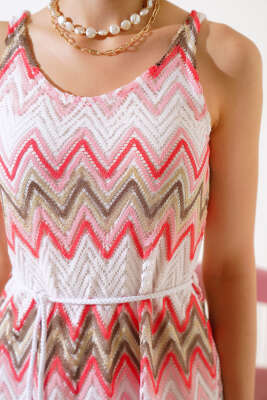 Zikzak Örme Elbise Nar Çiçeği - Kadın Giyim Modelleri