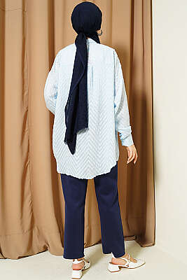 Zikzak Püsküllü Salaş Gömlek Bebe Mavi - Gömlek