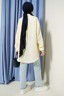 Zikzak Püsküllü Salaş Gömlek Sarı - Gömlek